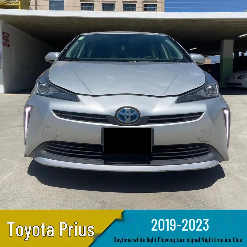 Compatible 2019-2023 Toyota Prius Daytime Running & Flowing Turn Signal Lights, Ice Blue Nighttime Mod.