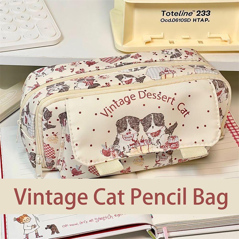 Special Design Capybara Dog Cat Pencil Case Canvas Multi-functional Pen Bag Large Capacity Stationery Storage Pouch Student Gift