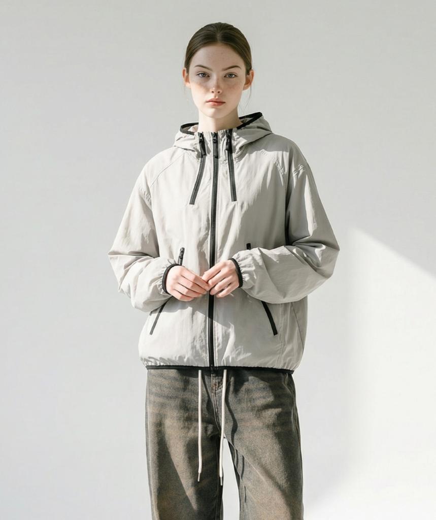 Apostrophe Comma Three-Way Hooded Zip-Up Wind Jacket_Black