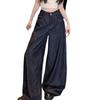 Petite American Wide Leg High Waist Jeans for Women - Washed, Loose Fit, Straight Leg, Spring/Summer.