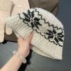 Warm Snowflake Jacquard Knitted Hat Fair Isle Style Printing Knit Cap  Winter