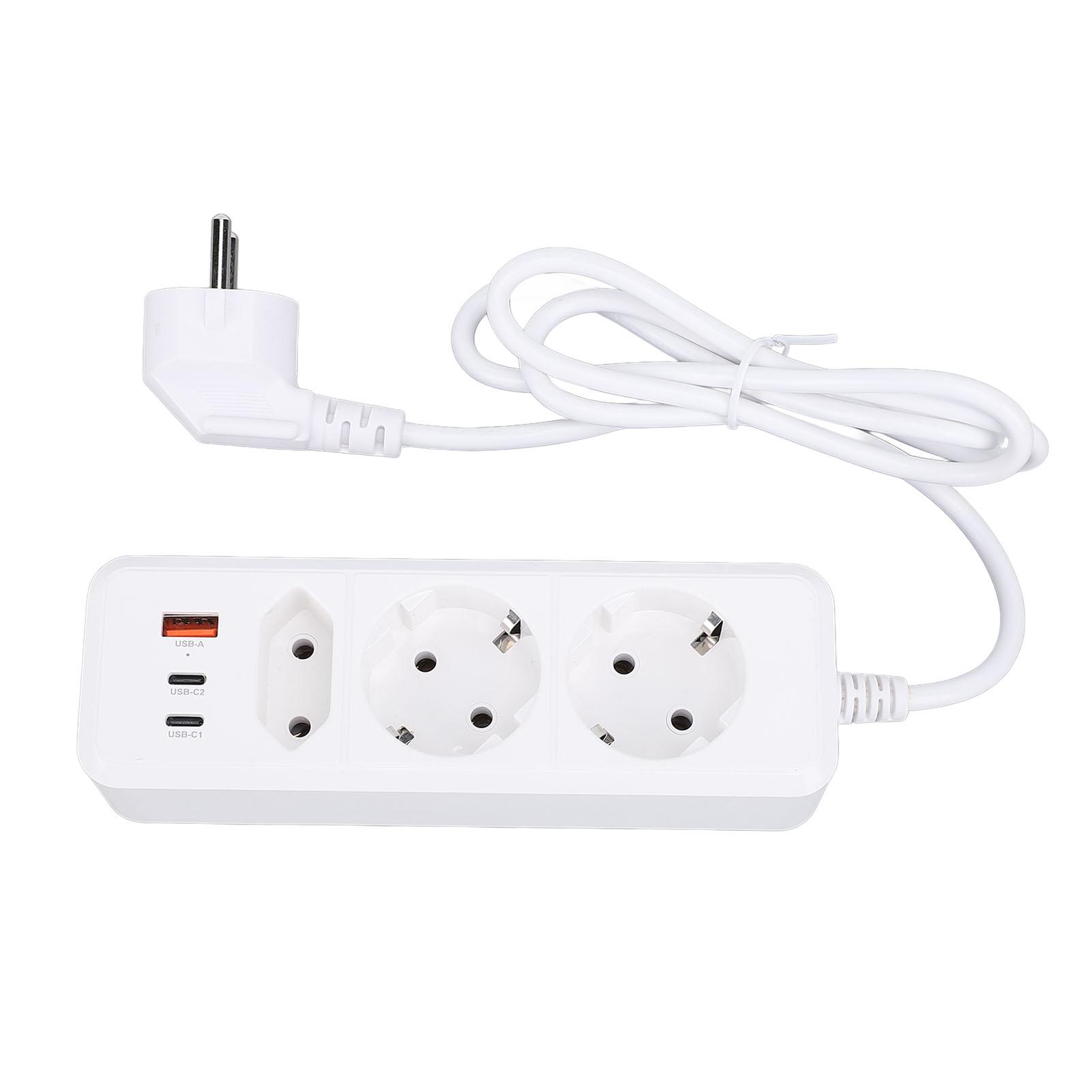 

Travel Plug Adapter 6 in 1 2500W USB A USB C AC Socket Power Strip Outlet Converter with 5FT Power EU Plug
