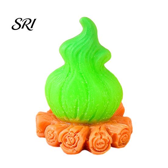 Outdoor Camping Scene Decor Micro Landscape Ornament Resin Campfire Model Miniature Figurine Desktop with Realistic Flame Texture for Dollhouse Small