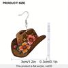 Western Style Colorful Flowers Cowboy Hat Acrylic Earrings Elegant Personality Earrings Jewelry for Women Daily Wear Holiday Gifts