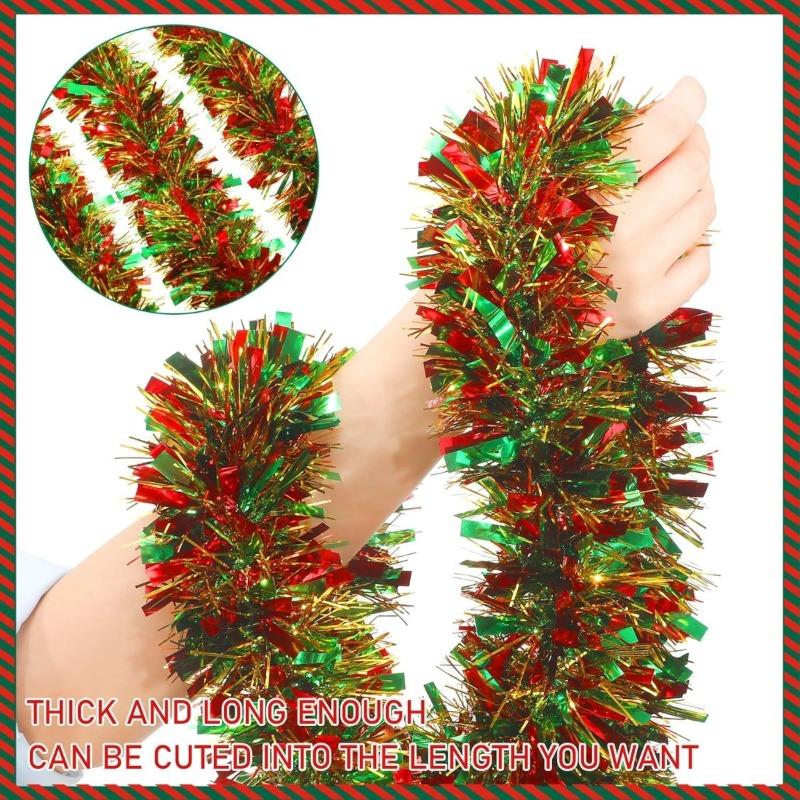 Encrypted Christmas Ribbon 2 Meters Gold Red Green Tinsel Garland Holiday Party Decorations Gift Wrapping Wreath Tree Decor