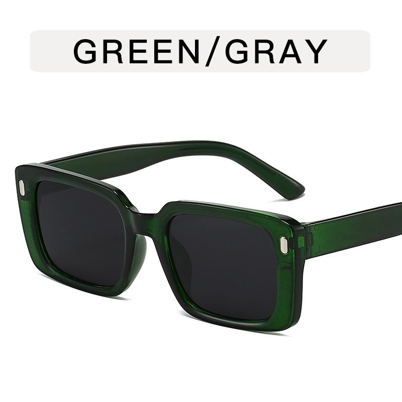 Rectangle Shape Female Sun Glass Korean Fashion Rivets Decoration Sunglasses for Men Fashion Trendy Party Sunglasses