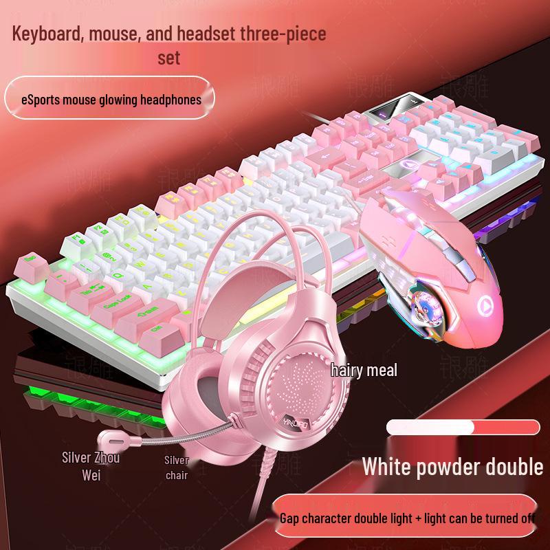 Silberne Skulptur K500 USB-Kabeltastatur & Geräuscharmes Gaming-Maus-Set