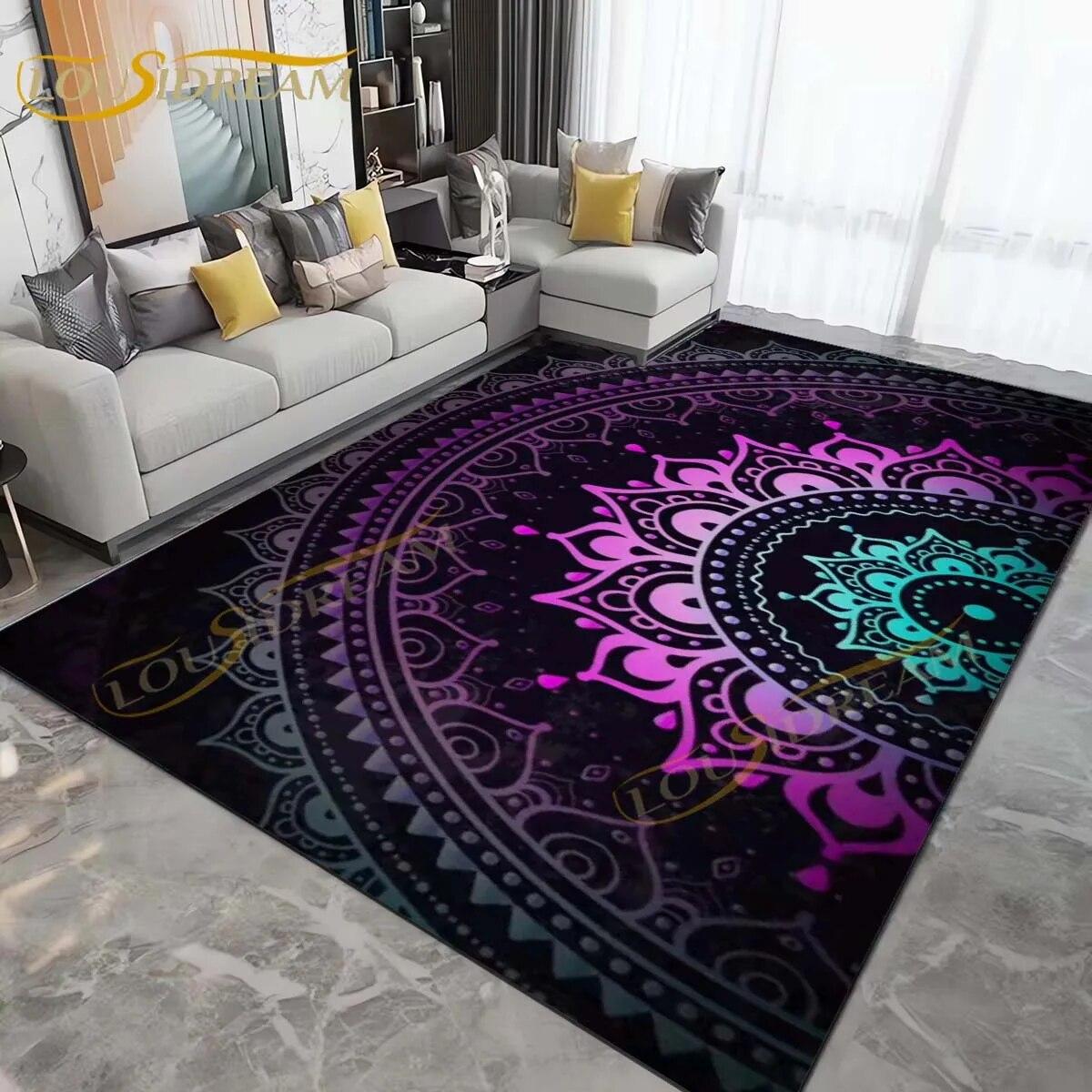 

3D Етнічний килим Мандала Сучасні килими Градієнт Мандала Прямокутний килим для вітальні Спальні Дитячі килими Барвистий декор килимків 40cm x 60cm