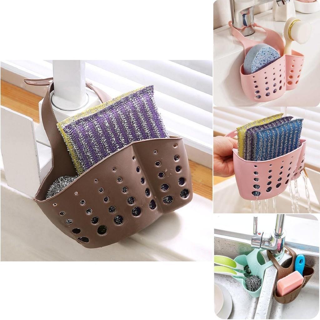 Versatile Kitchen Sink Soap Sponge Holder With Adjustable Strap For Easy Organizing