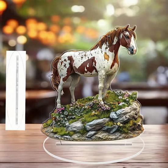 Acrylic Horse Sign Tabletop Decoration 2D Flat Desktop Ornament for Home Office Living Room Shelf Fireplace