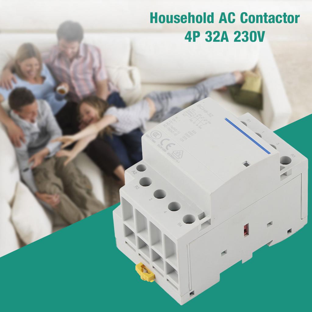 4P 32A Household AC Contactor DIN Rail Mount 2NO 2NC (AC 230V)