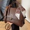Soft Leather Woven Pattern Handbag Women Satchel Large Capacity Casual Storage Totes Saffiano Female Shoulder Crossbody Bags