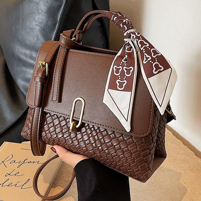 Soft Leather Woven Pattern Handbag Women Satchel Large Capacity Casual Storage Totes Saffiano Female Shoulder Crossbody Bags