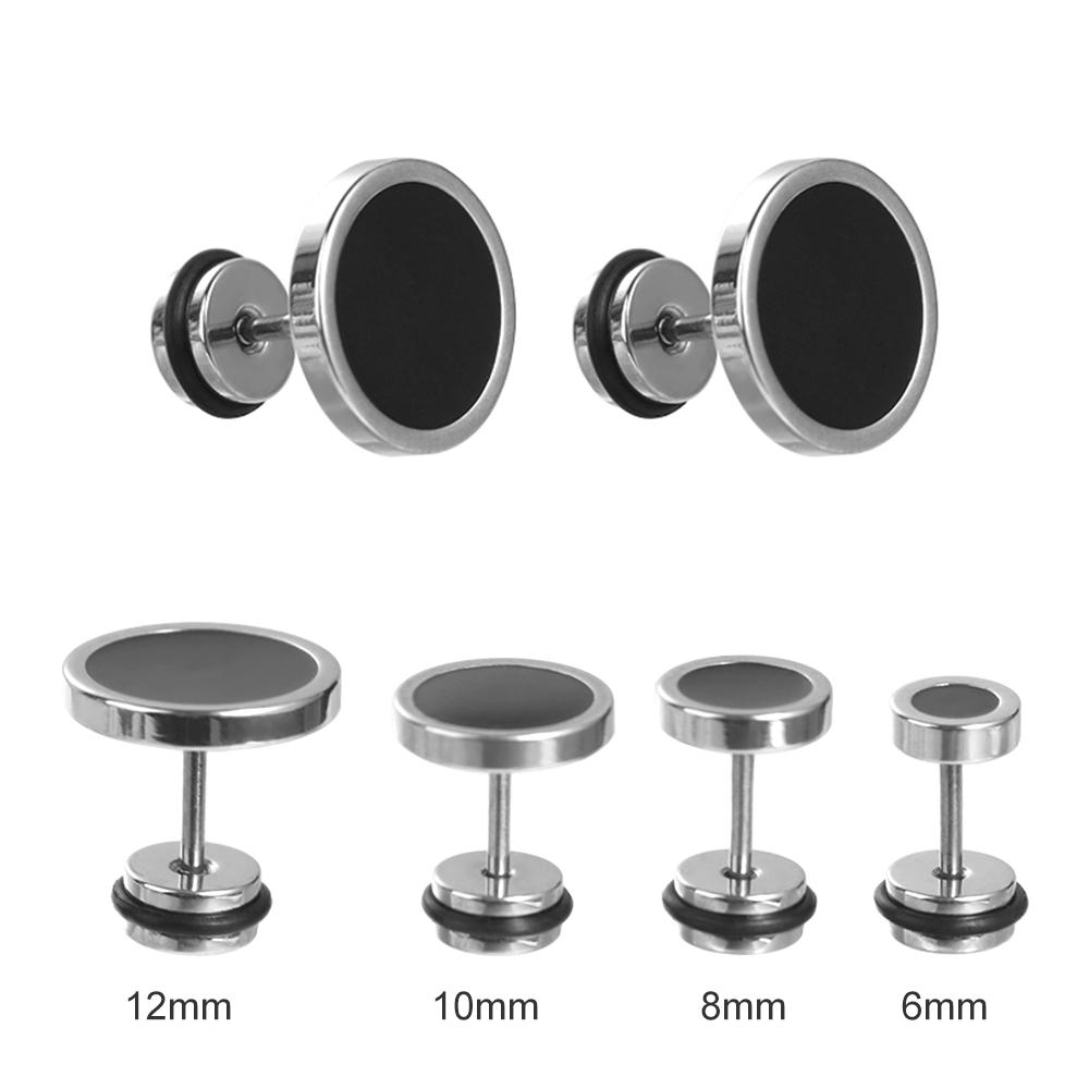 Street Wear Round Black Stud Earrings Korean Style Fashion Stud Earring Retro Hip Hop Earring  Gift