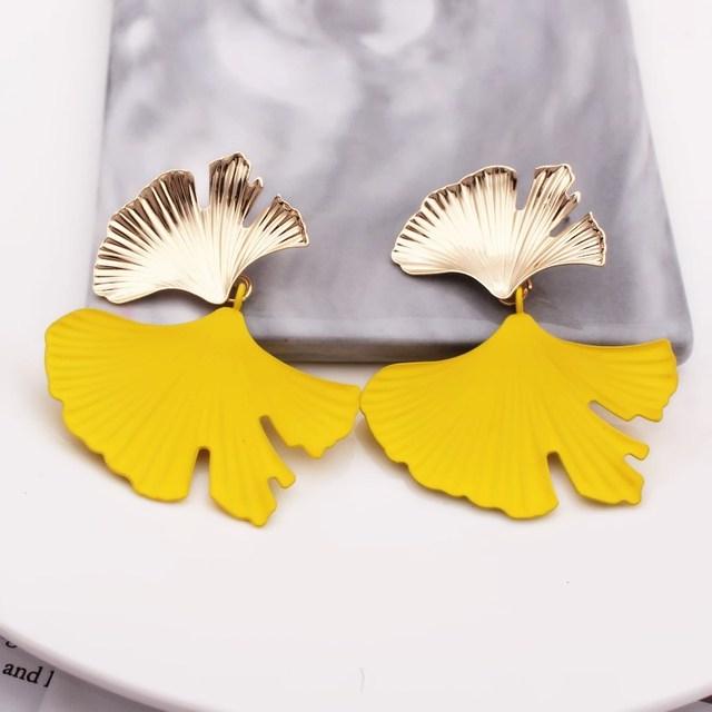 Fashion Geometric Gold Color Ginkgo Biloba Leaf Shape Drop Earring Creative Personality Simple Punk Woman Dangle Earring Jewelry
