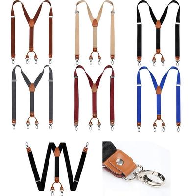 2.5cm Width Braces Suspenders 4 Hooks Elastic Braces Retro Cowhide Leather Suspenders  Men Women