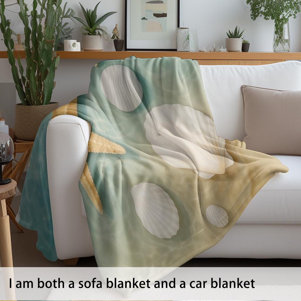 Marine elements digital-printed polyester Bedroom velvet flannel cover blanket Fleece soft sofa cover blankets for beds