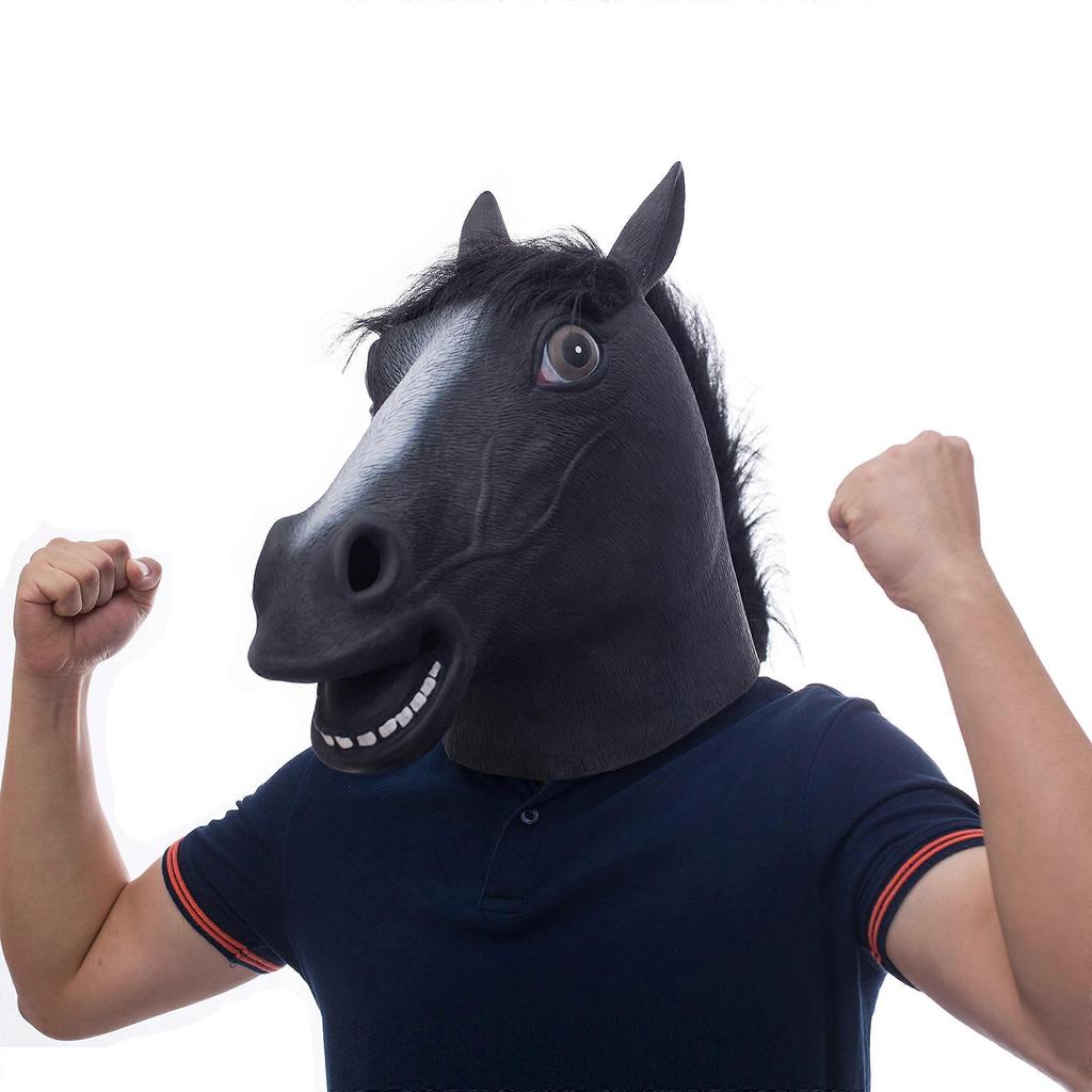 Horse Head Mask Animal Headdress Role Play Unicorn Mask Spoof Props (Dark Horse)