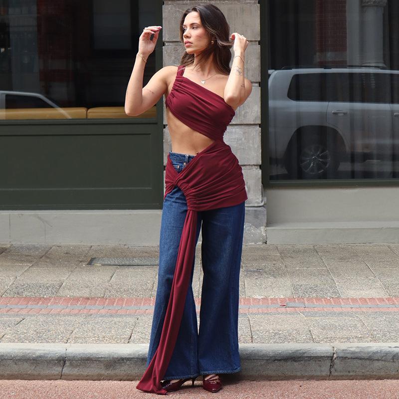 Damen Bandage Hollow Out Spitzenröcke Zweiteiliges passendes Set 2025 Unregelmäßige Oberteile Lange Kleider Anzug Strandurlaub Party Outfit