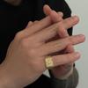 Punk Irregular Textured Square Rings For Men Gothic Geometric Metal Open Index Finger Rings Hiphop Street Jewelry Accessories