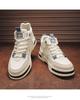 Men's Trendy Spring High-Top Breathable White Skate Shoes with Thick Soles