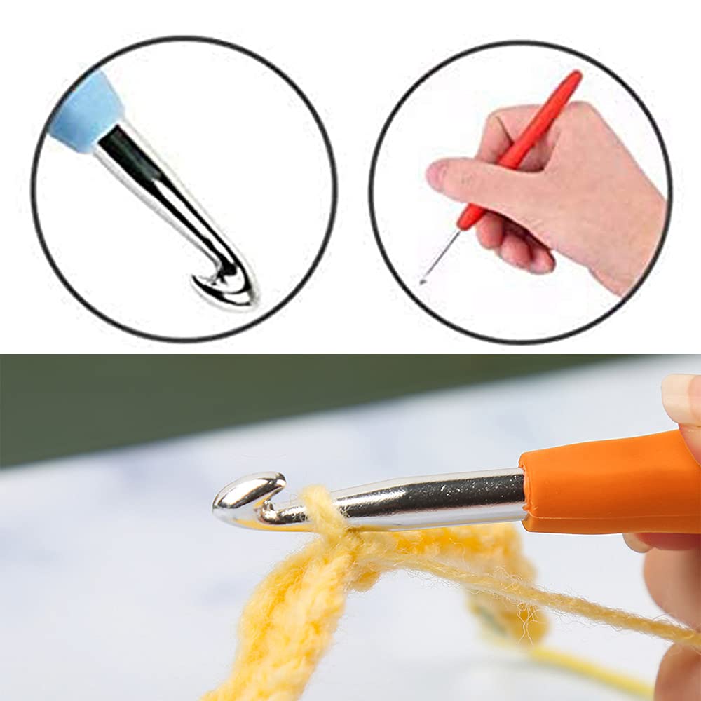 LIKENNY Häkel- und Stricknadeln Set Spitze Niedlich DIY Stricken Grundausstattung mit Reihenzählerring Nähnadeln Maschenzähler und Garnnadeln 45-teilig (12