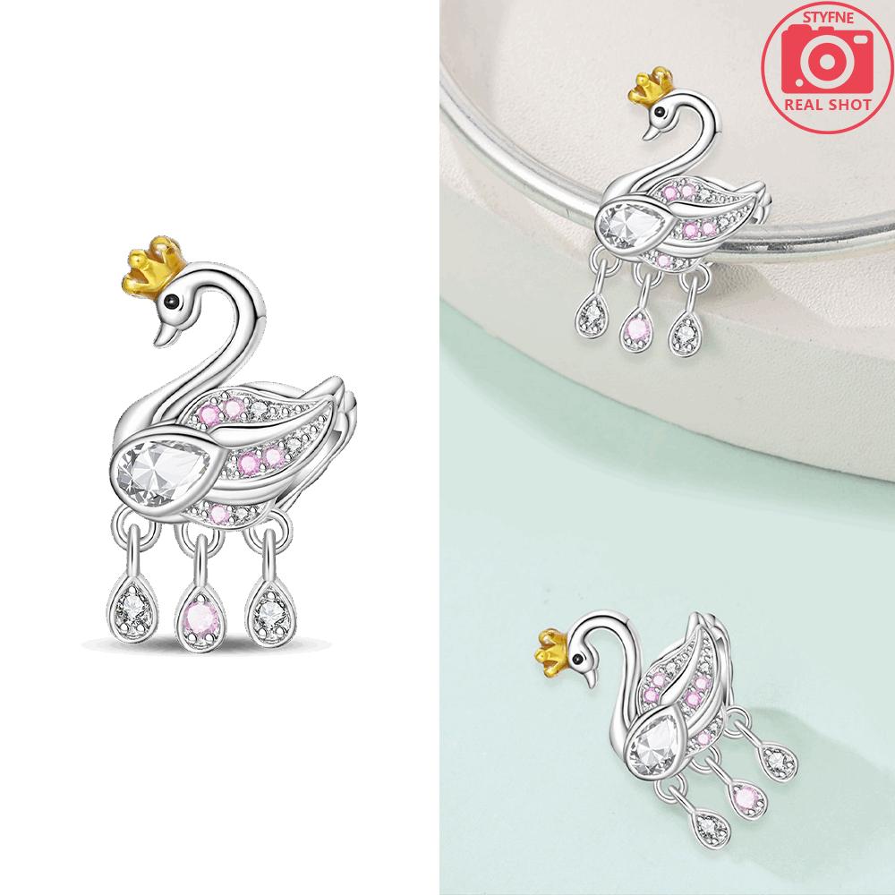 Pink Shoes Game Console Swan Pendant Moon Baby Original Beads Fit Bracelet Women Copper Children'S Day Gifts Set Jewelry