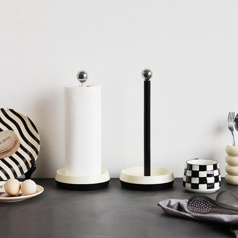 Nordický vertikální držák na kuchyňské utěrky a ubrousky - Bezvrtací úložný regál na jídelní stůl a ručníky.