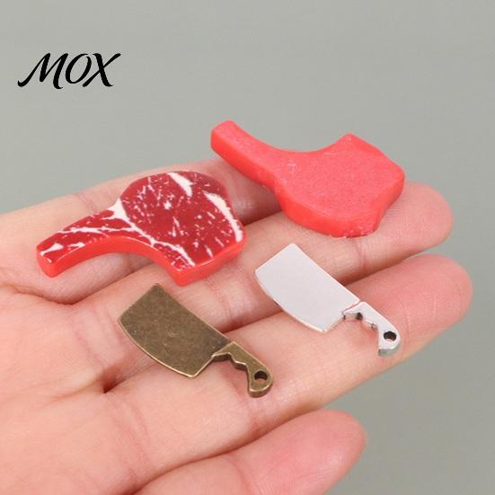Doll Kitchen Countertop Accessories 3Pcs/Set Mini Steak Cutting Board, Tiny Wooden Realistic Board Knife Miniature for Mansion Butcher Display And Set
