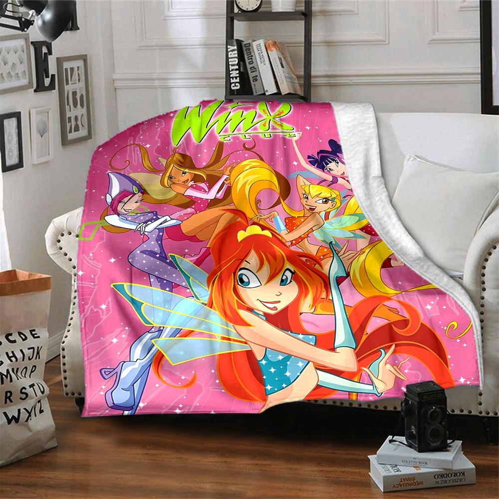 1pc Winx Club Fairies flannel Blanket for Super Soft Cute Comfort Blanket for Travel Bedding Couch Sofa Blanket Y73024