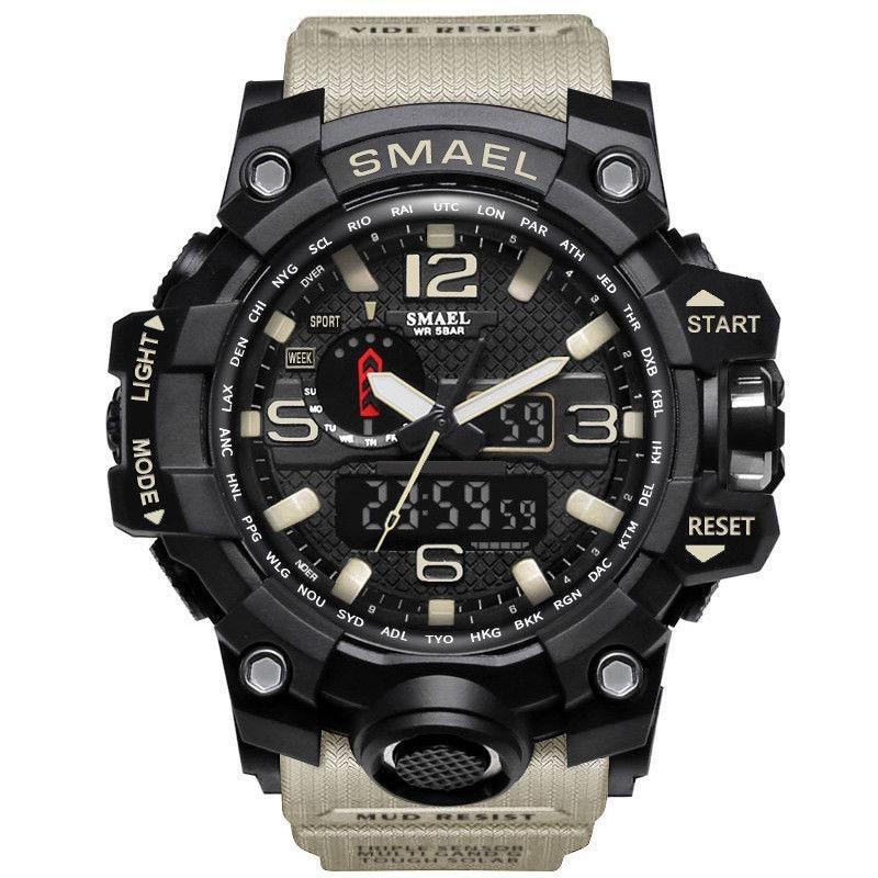 Rugged Smael Men's Military Watch Luminous Alarm Sport Wristwatch Durable 50m Waterproof