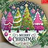 Metal Wall Art Merry Christmas Sign Vintage Pink Wreath Snowflake Rustic Holiday Decor Outdoor Indoor Weatherproof Gift