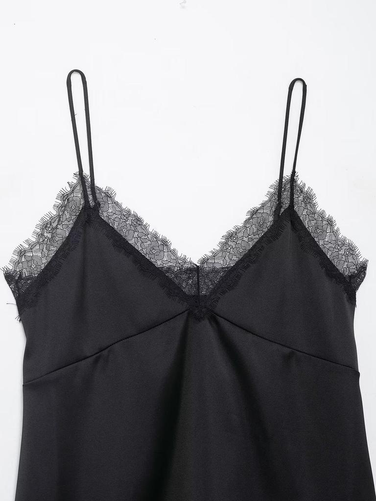 Silk Satin Lace-Trim Camisole Top for Women