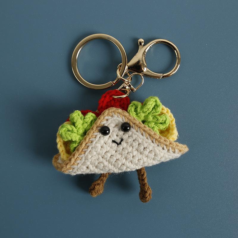 Paper Towel Box Design Funny Doll Crochet Keychain Handmaking Knitting Cartoon Sandwich Doll Keyrings Wholesale Creative Gifts