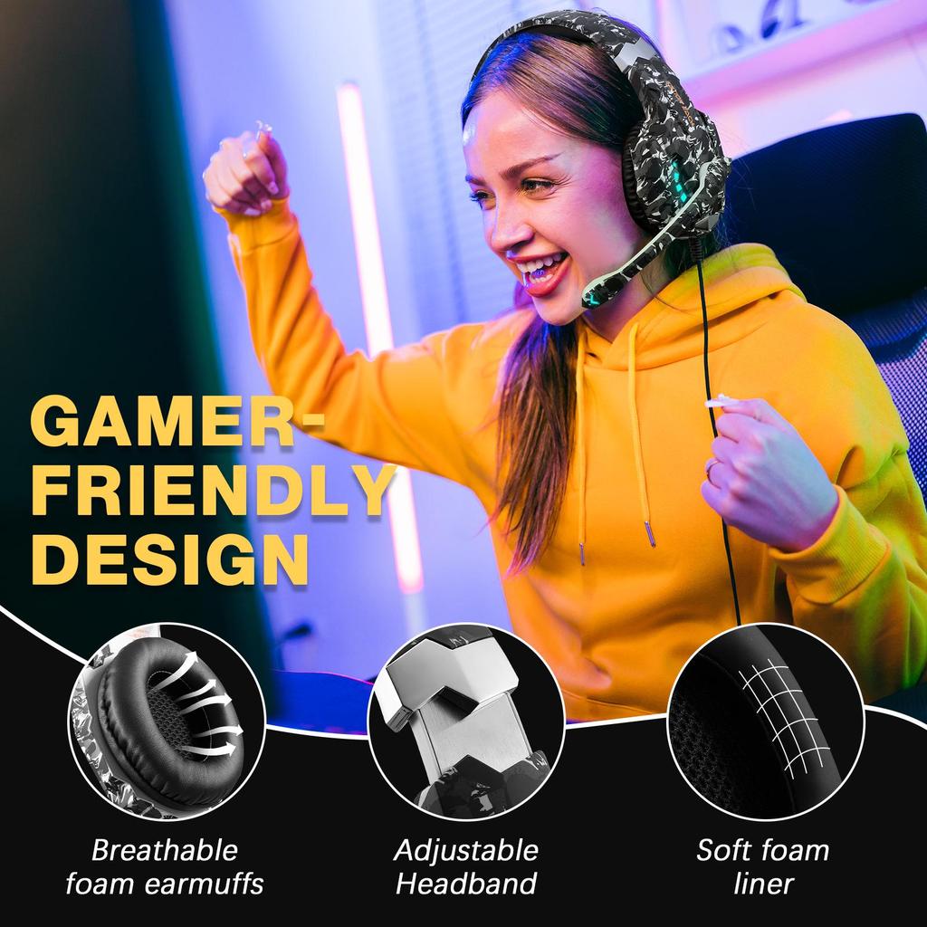 KOTION EACH G9000 Pro Kabelgebundenes Gaming-Headset mit leuchtendem Over-Ear-Design