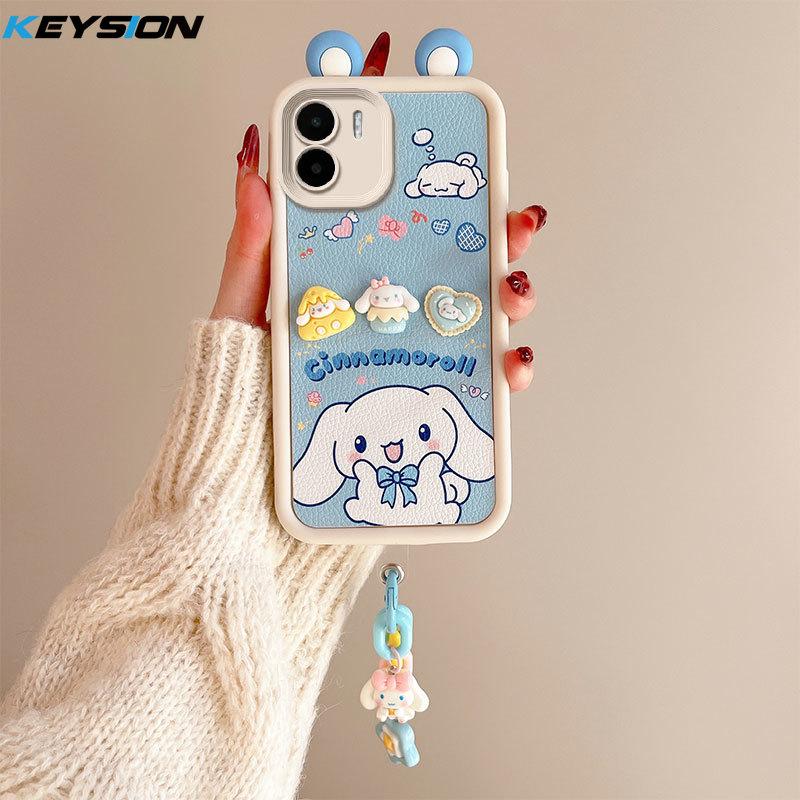 

Чехол KEYSION Cute Ear 3D Cartoon для Redmi A2 A1 с браслетом, мягкий силиконовый противоударный чехол для телефона Xiaomi Redmi A1 A2 for Redmi A2