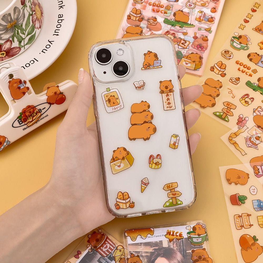 6PCS CAPYBARA Cartoon Stickers Waterproof Self-adhesive Diary Journal Sticker DIY Label Sticker for Laptop Guitar Scrapbook