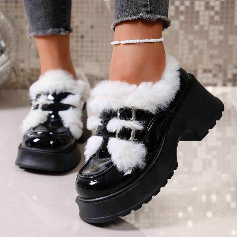 

Женские лаковые хлопковые туфли в британском стиле - на флисовой подкладке, на толстой подошве, милые и дерзкие. Универсальные для юбок, Идеальные туфли JK для студентов 35