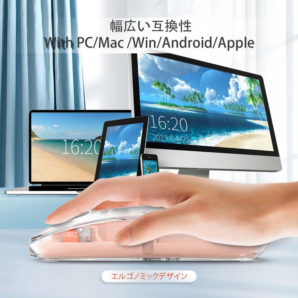 HXSJ T900 Gaming Mouse, a Skeleton Mouse with a Clear Housing, Quiet Operation, Wireless Bluetooth, 2.4G, 3 USB Connection Modes, Ultra-compact and