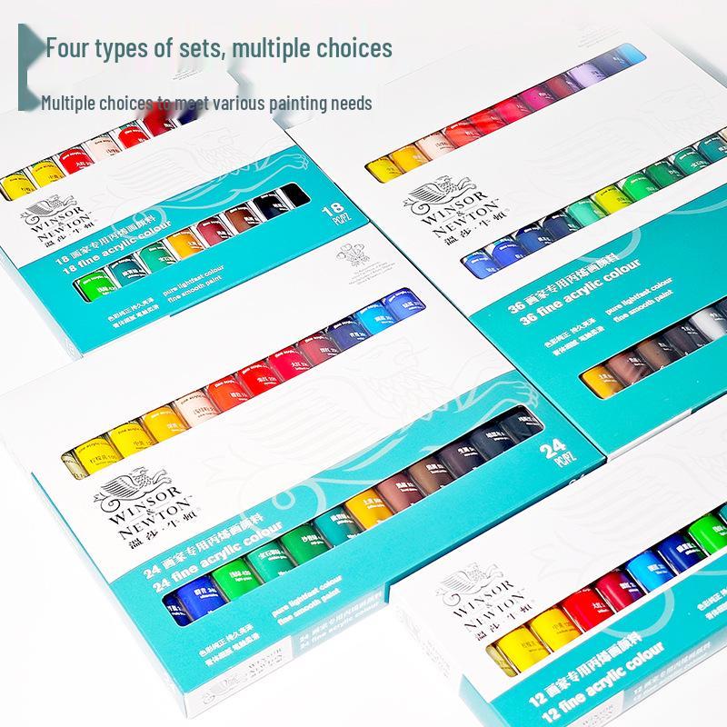 Winsor & Newton 12-Color Waterproof Acrylic Paint Set for DIY Stone, Textile & Wall Painting