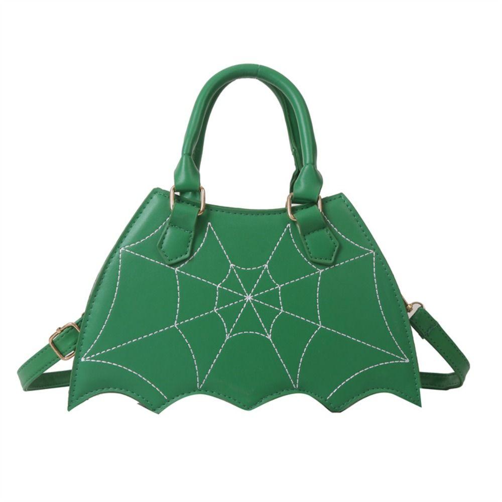 Fledermausflügel Spinnennetz Schultertasche PU-Leder Halloween Umhängetasche Punk Halloween Tasche Halloween