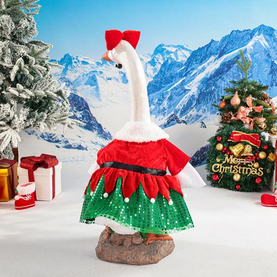 1 Set Christmas Porch Goose Outfits Outdoor Garden Lawn Yard Goose Statue Winter Santa Claus Elf Dress Xmas Holiday Party Dress-up Clothing