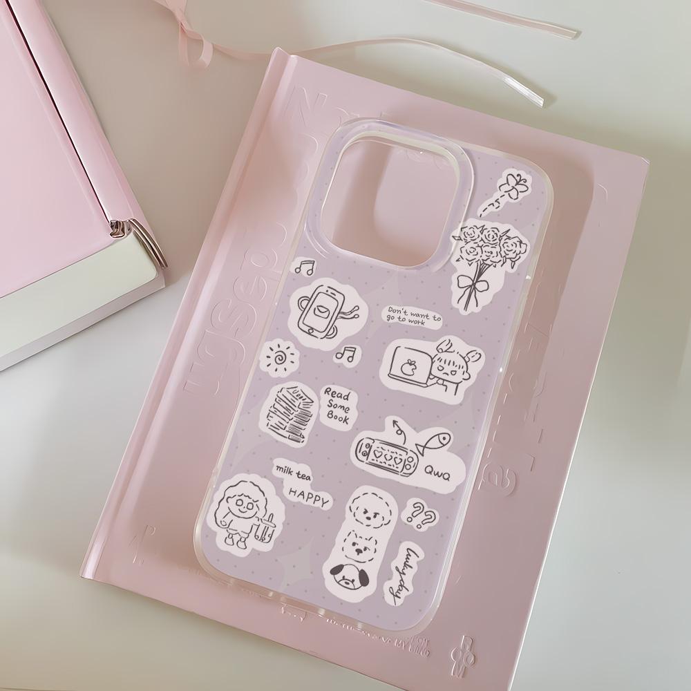Painted Phone Case for iPhone 12 13 15 16 iPhone 16 12 13 14 15 Pro  14 15 16 Pro Max Coverage Shockproof Anti-Fingerprint Fresh Style Protective Case
