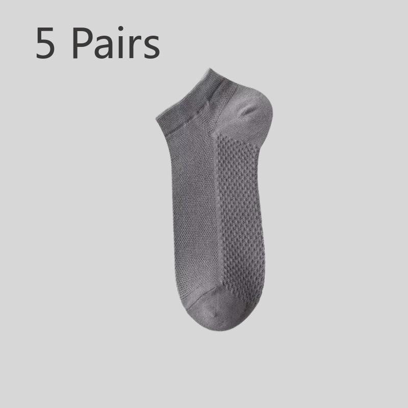 5 Pairs of Men's Summer Pure Cotton Anti Odor Sweat Absorbing Massage Bottom Do Not Drop with Thin Cotton Socks