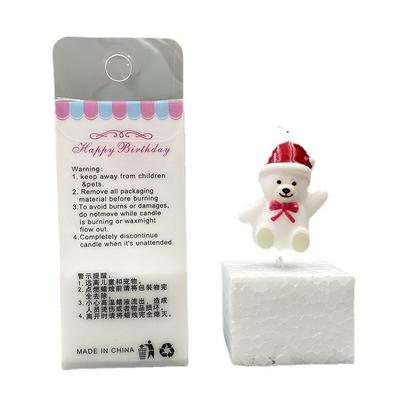 Christmas Decoration Bear Candle Cartoon Cute Christmas Hat Bear Birthday Candle Party Atmosphere Candle