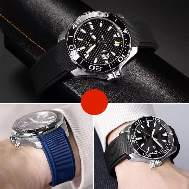 Correa de Silicona para Reloj Pulsera Impermeable para TAG HEUER AQUARACER 300 WAY201B Correas de Goma Accesorios para Relojes 22mm