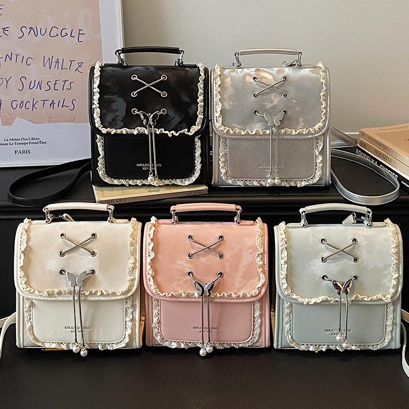 Schoolbag College style retro backpack 1011 spring new fashionable handbag commuter messenger bag large capacity small square bag
