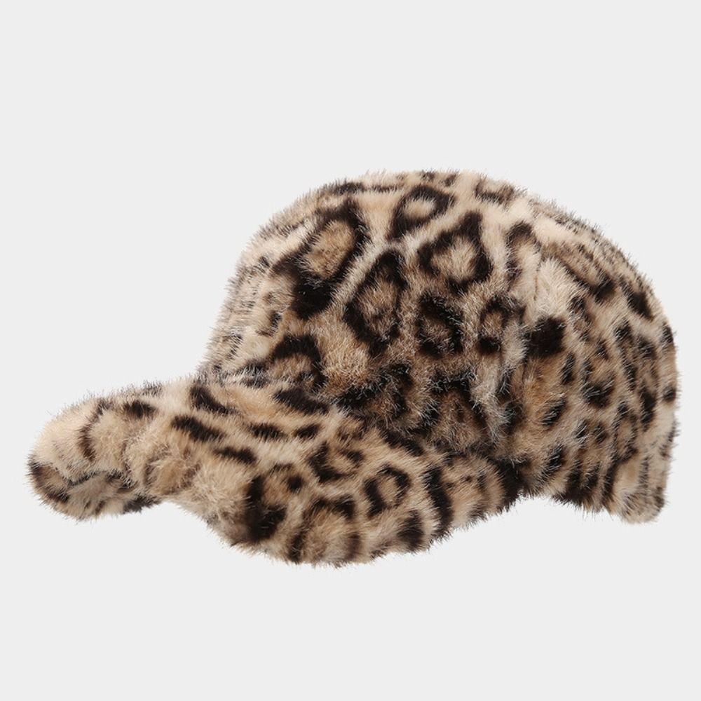 Thickened Leopard Baseball Cap Warm Faux Fur Hat Fashion Snapback Hats Sports