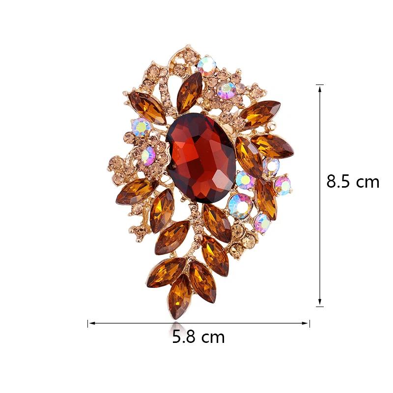 Luxury Full Crystal Exaggerated Broocch For Women Men Elegant Rhinestone Waterdrop Pin Lady Clothing Coat Corsages Accessories