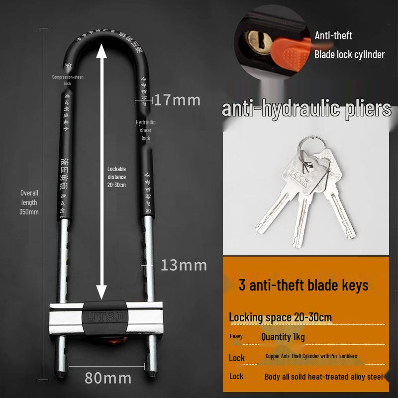 Double Door Password Glass Lock with Extended Code and Anti-theft U-lock for Electric Vehicles